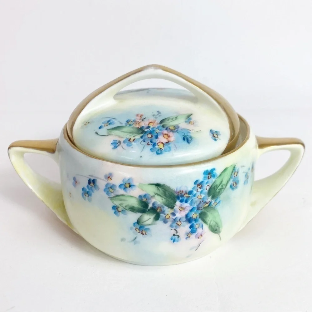 Vintage Rosenthal Bavaria Donatello Sugar Bowl with Lid and Creamer Set Gold Rim
